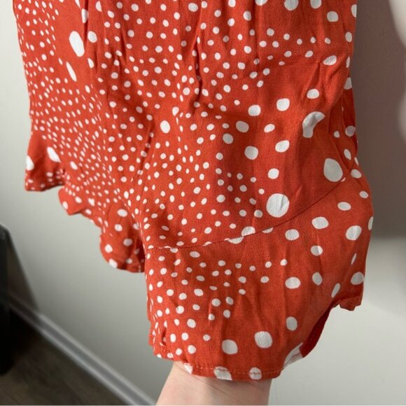 Anthropologie Fifth Label Peppers Shorts high rise waist Polka Dots Ruffles Red - Picture 7 of 16